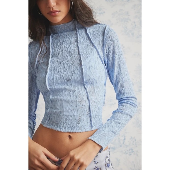 Urban Outfitters Tops - NEW Urban Outfitters Kimchi Blue Blair Seamed Long Sleeve Top Light Blue XS
